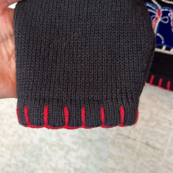 Vintage Christmas Sweater Cardigan Large Holiday Snowman Ice Skates - Picture 9 of 16